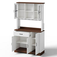 BUFFET 105/40/185 cm Weiß mit 1 Schubladen, farbwechselnder LED-Beleuchtung und Steckdosen - Weiß, Holz (105/185/40cm) - Oxeza
