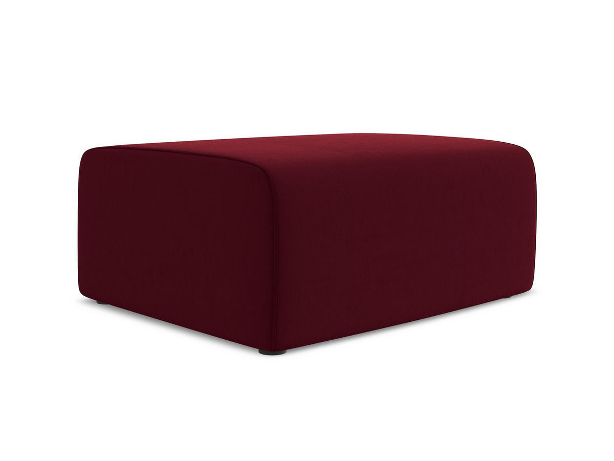 POUF Samt Stoff Rot - Bordeaux/Beige, Kunststoff/Textil (90/80/60cm) - Makamii