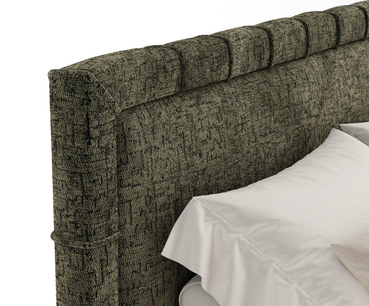 BOXSPRINGBETT Rimini Olivenfarbe 180/200 cm mit Matratze und Topper - Schwarz/Olivgrün, Holz/Holzwerkstoff (180/200cm) - Maison de Reve