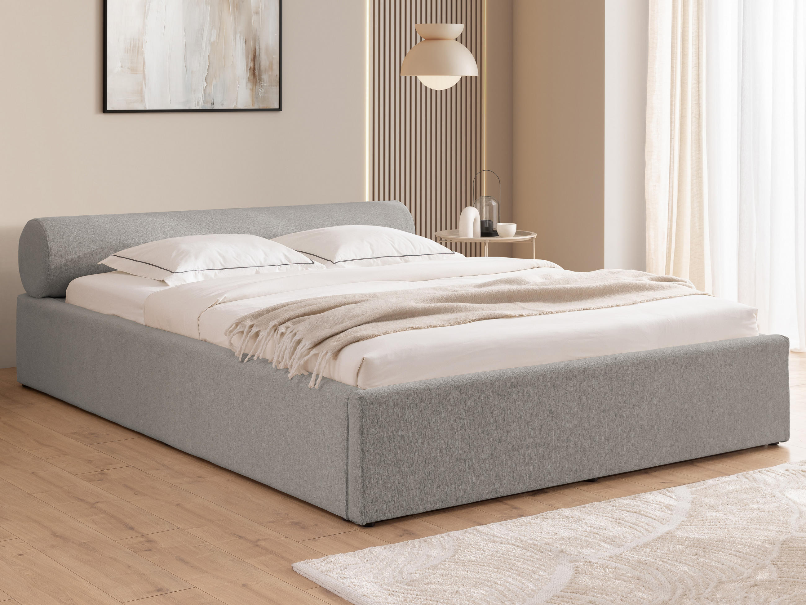 POLSTERBETT 140/200 cm Josy im Designer-Look mit Bettkasten und Lattenrost aus Grau Chenille-Stoff - Schwarz/Grau, Holz/Kunststoff (140/200cm) - S-Style Möbel