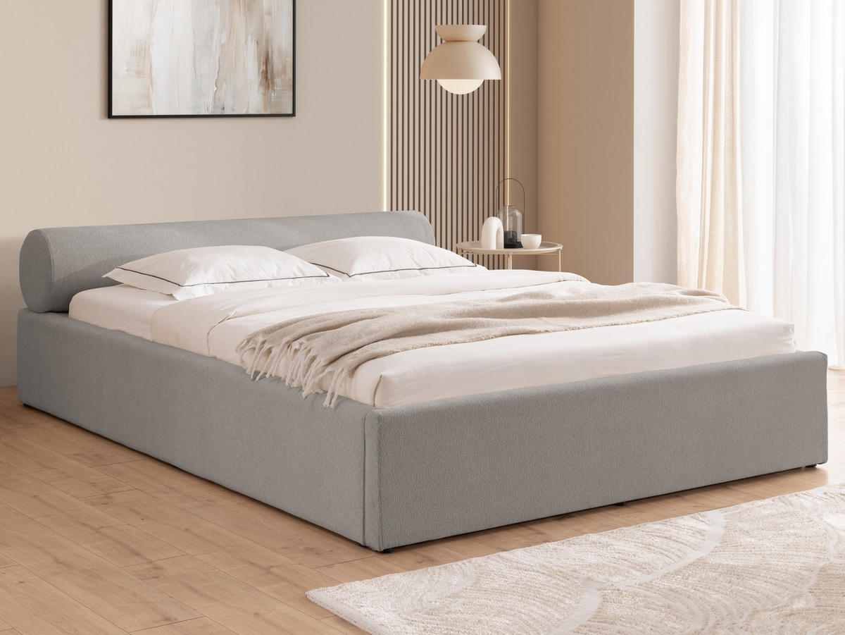 POLSTERBETT 200/200 cm Josy im Designer-Look mit Bettkasten und Lattenrost aus Grau Chenille-Stoff - Schwarz/Grau, Holz/Kunststoff (200/200cm) - S-Style Möbel