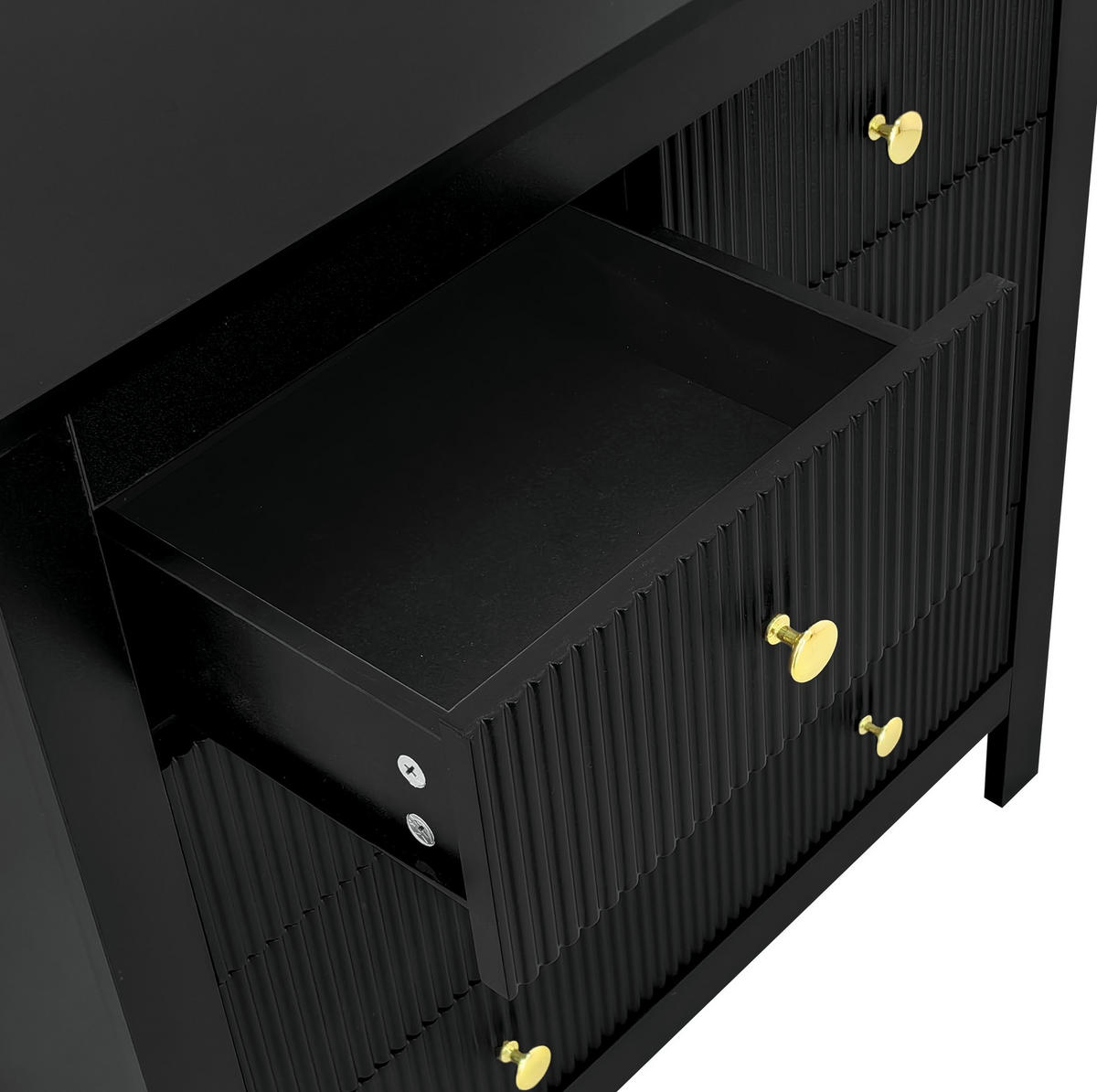 KOMMODE aus Spanplatte 79x39,5x80,5cm in Schwarz mit 5 Schubladen - Schwarz, Holzwerkstoff (80.5/80.5/39.5cm) - Modfu