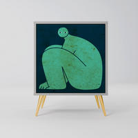SIDEBOARD TOGETHER BUT SEPARATELY, Grau, 57,5x42x75,5 cm, Goldfarbene Metallfüße - Goldfarben/Multicolor, Holzwerkstoff/Metall (57.5/75.5/42cm) - SpaceRebels