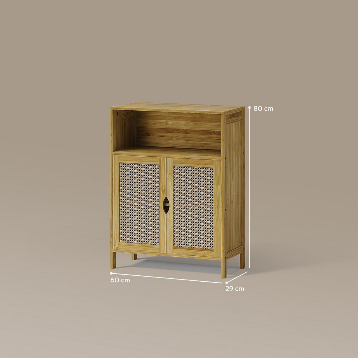 MIDI OMARICA Mincio, Bambus, 60 x 80 cm z 2 vrati - naravne barve, leseni material (60/80/29cm) - Livinity®