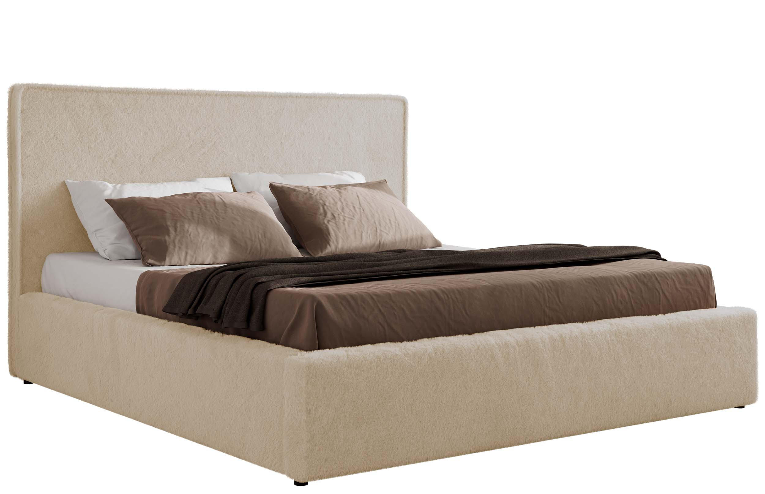 POLSTERBETT CORIVO CLASSIC 180/200 - Creme Plüsch - ohne Matratze - Creme, Textil (180/200cm) - MKS