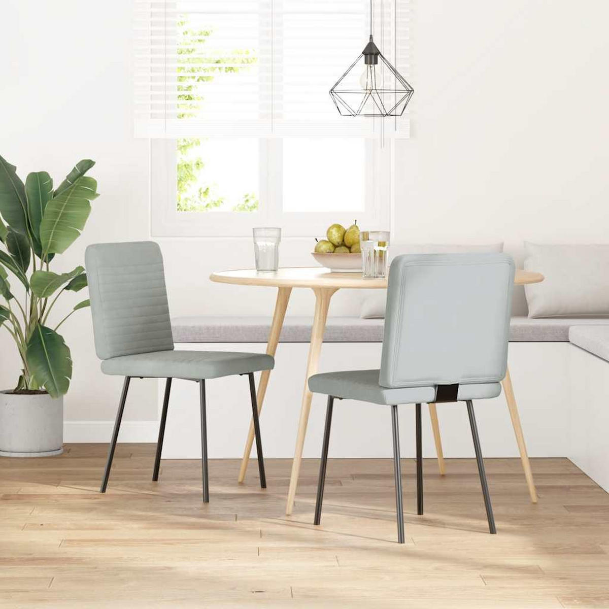ESSZIMMERSTÜHLE 2 Stk. Hellgrau Samt 45*54*83cm - Grau, Metall (45/83/54cm) - ZMH