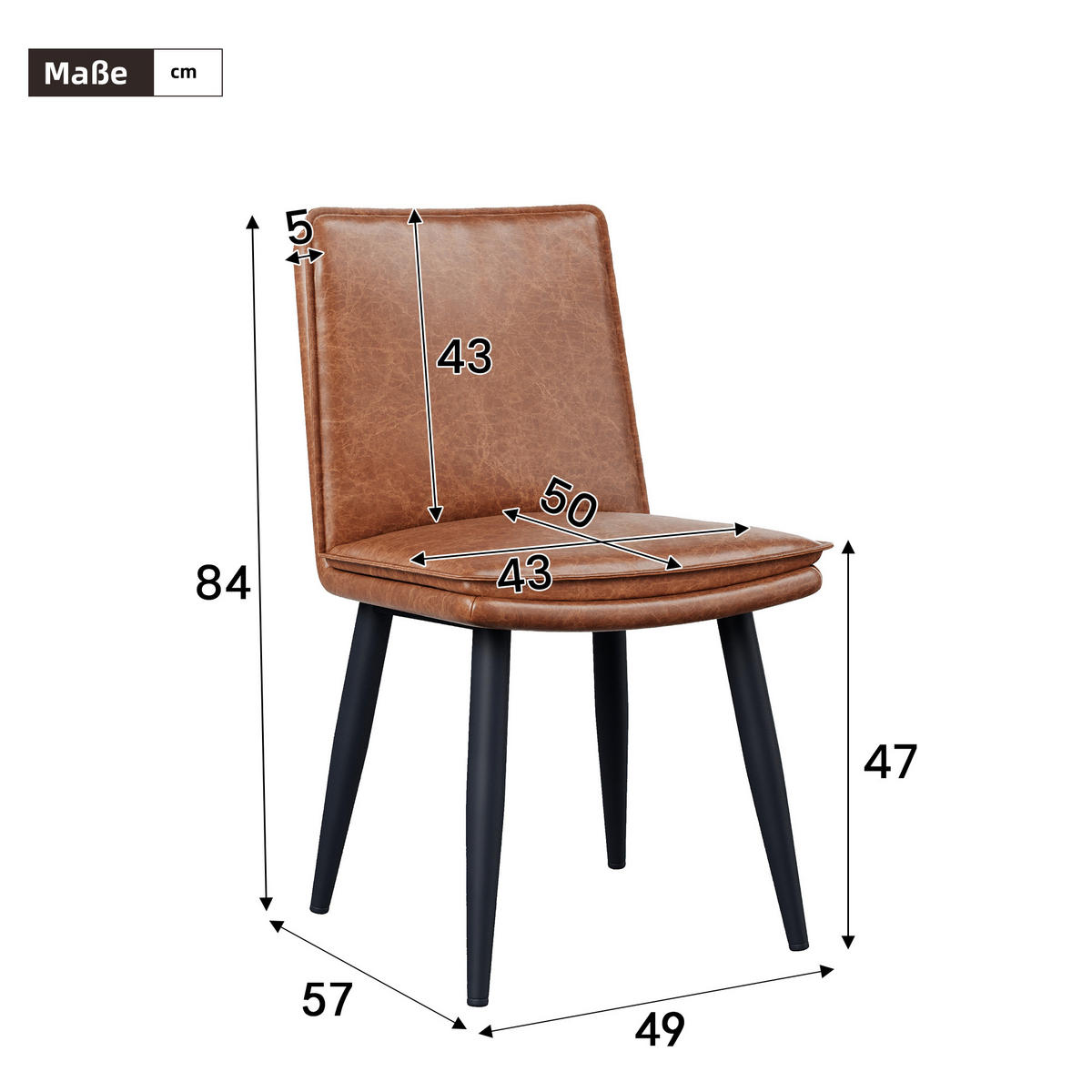 STUHL-SET DE-35795 2 Stück mit doppellagigen Kissen Braun - Braun, Metall (57/84/49cm) - ComfortXL