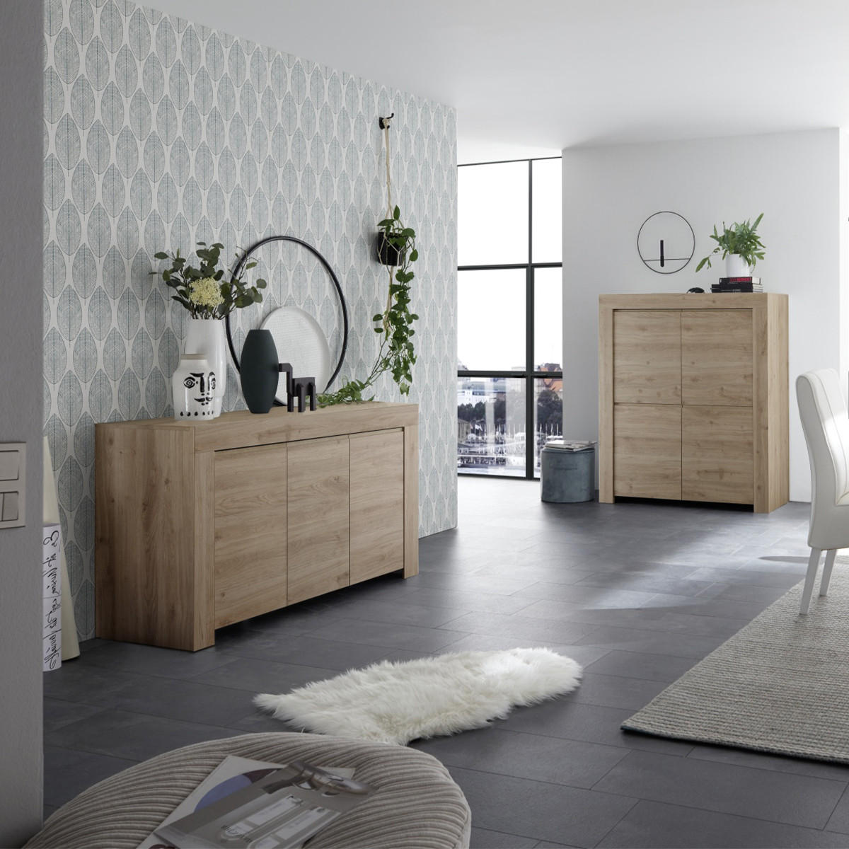 SIDEBOARD mit 3 Türen L138 cm - Firenze - Eichefarben, Holzwerkstoff (42/81/138cm) - Calicosy