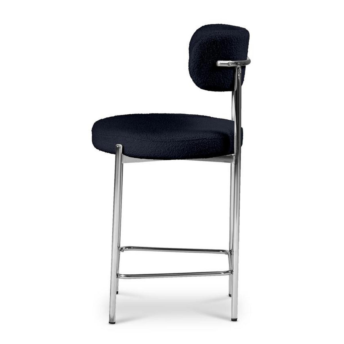 BARHOCKER 2er-Set Nova modernen Bouclé-Stil, Mitternachtsblau - Chromfarben/Dunkelblau, Textil/Metall (52/96/53cm) - Sicaan