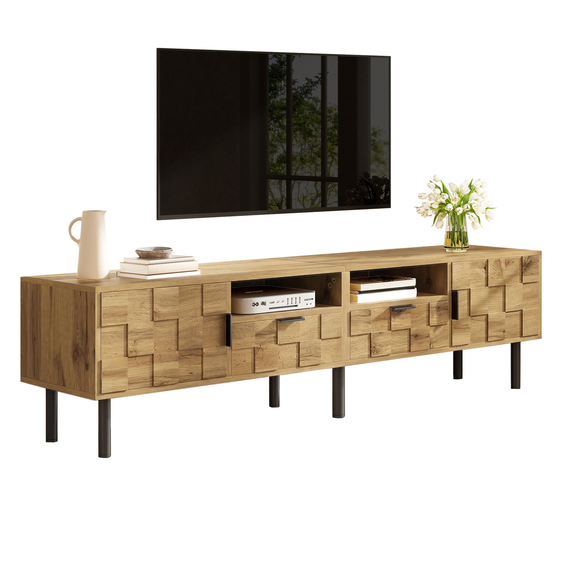 TV-SCHRANK mit 2 Türen und 2 Schubladen 160 cm Holzoptik Natur - Braun, Holzwerkstoff (35/42.5/160cm) - Beauniv