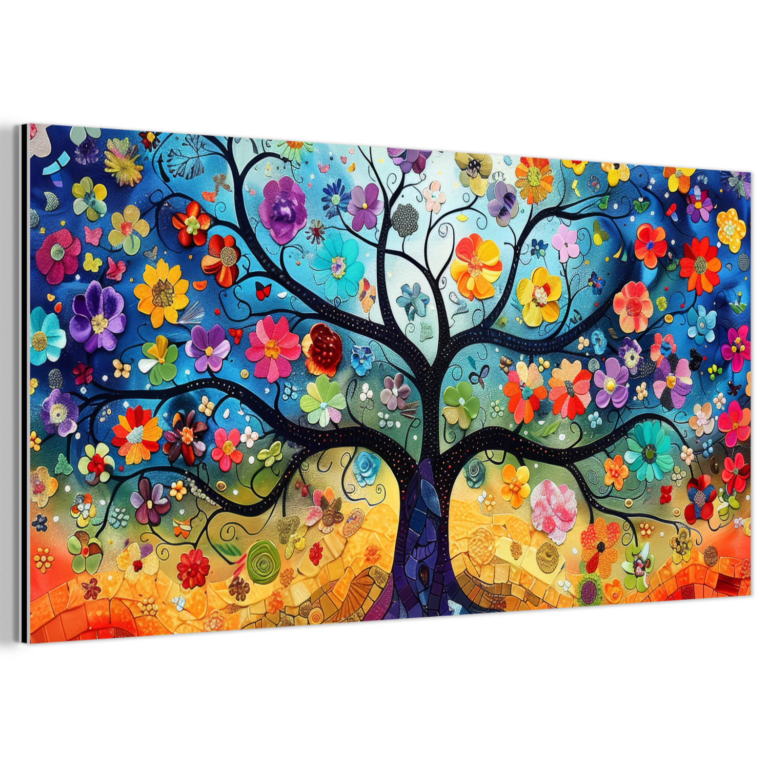 MuchoWow Metallbild Dunkelblau 80x40 cm