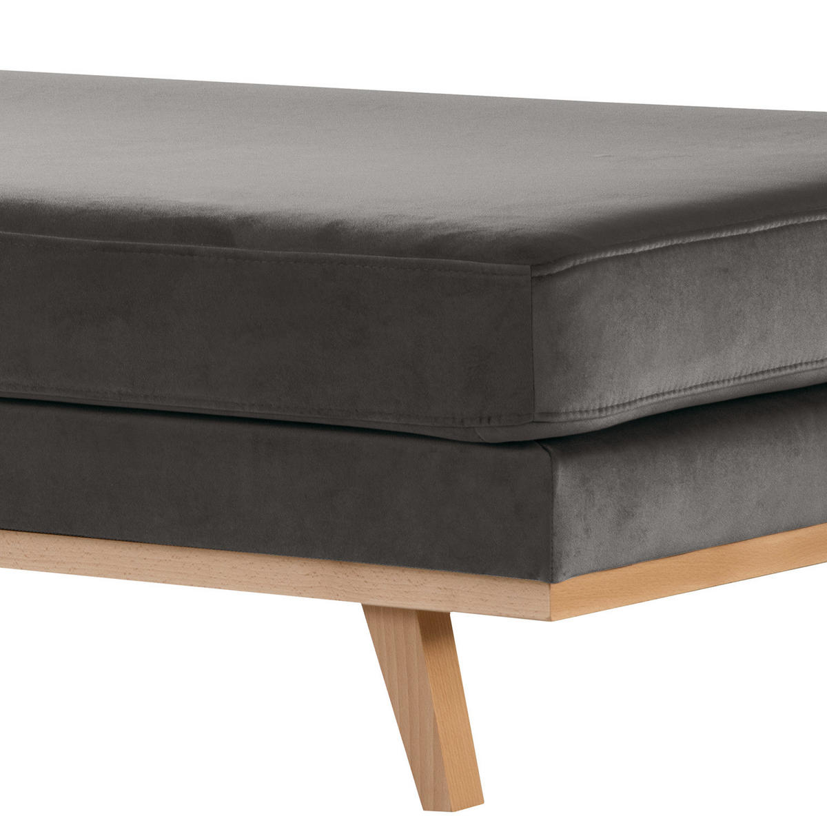 HOCKERBANK - Dunkelgrau/Buchefarben, Buchenholz/Textil (180/43/81cm) - home24