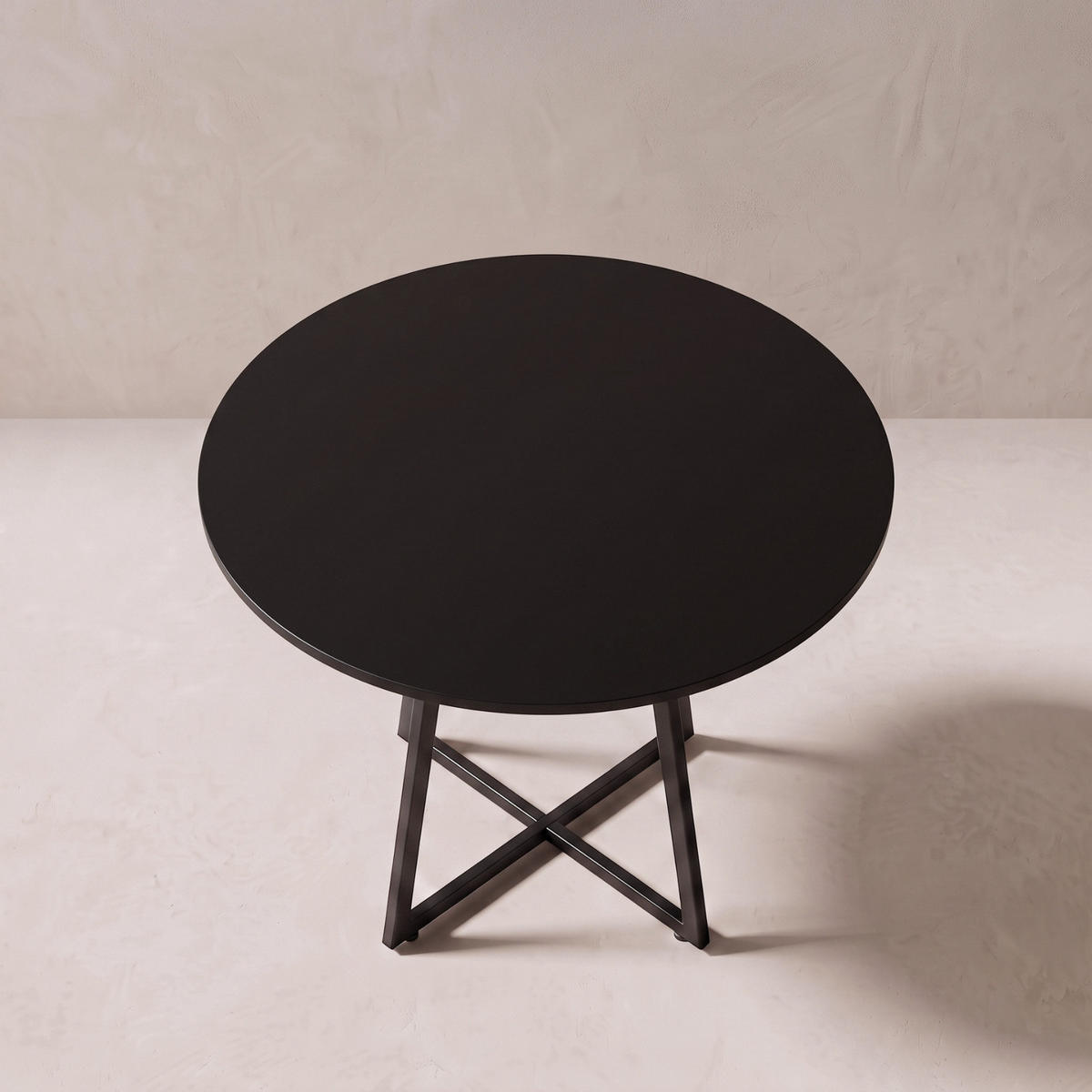 TISCH auf gekreuzter Standfußkonstruktion rund Schwarz 80/80/72 cm - Schwarz, Metall (80/80/72cm) - SCENA LIVING