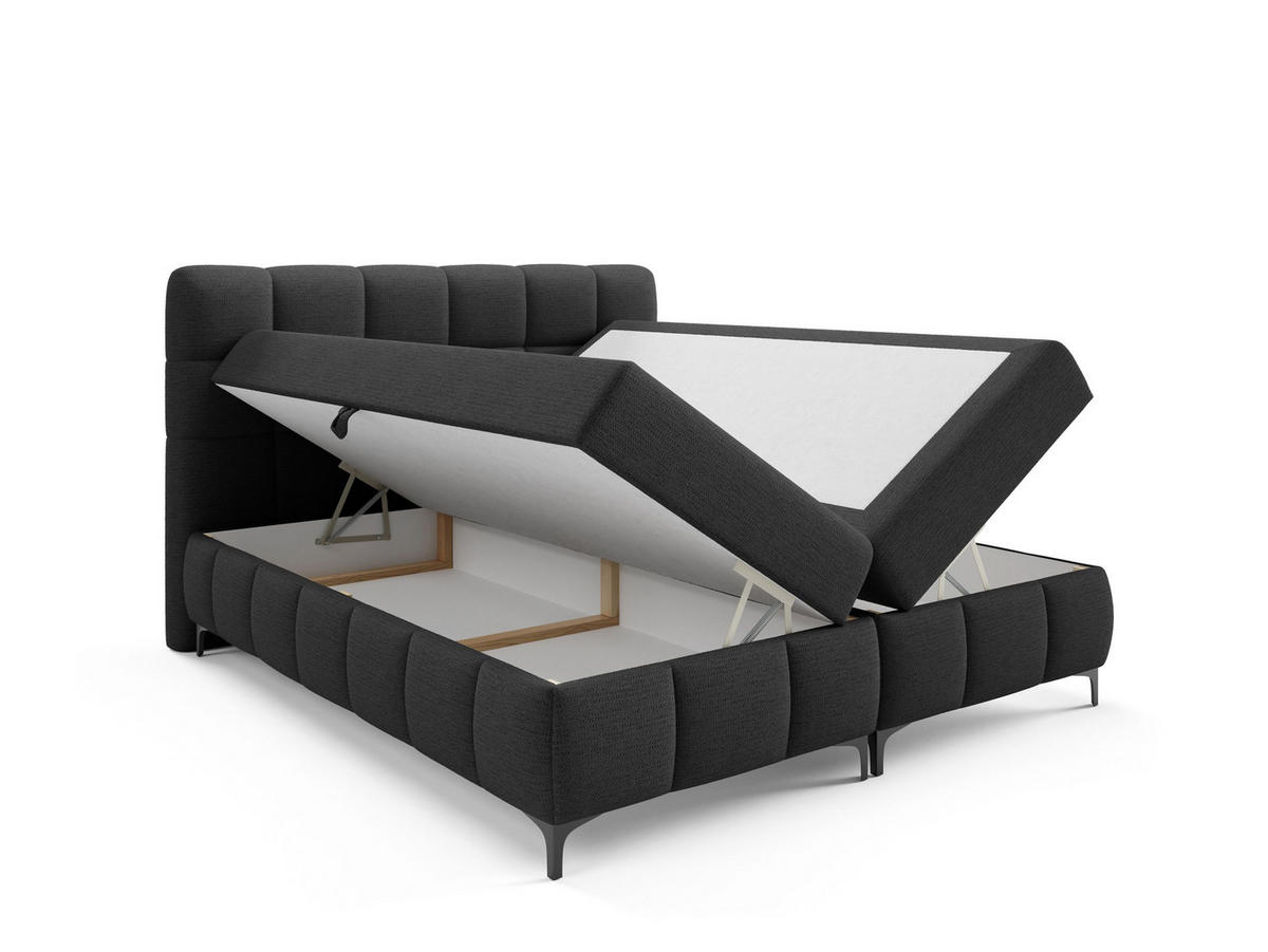 BOXBETT mit Stauraum und Topper 180x200 cm Schwarz - Schwarz, Textil (180/200cm) - Home Collective