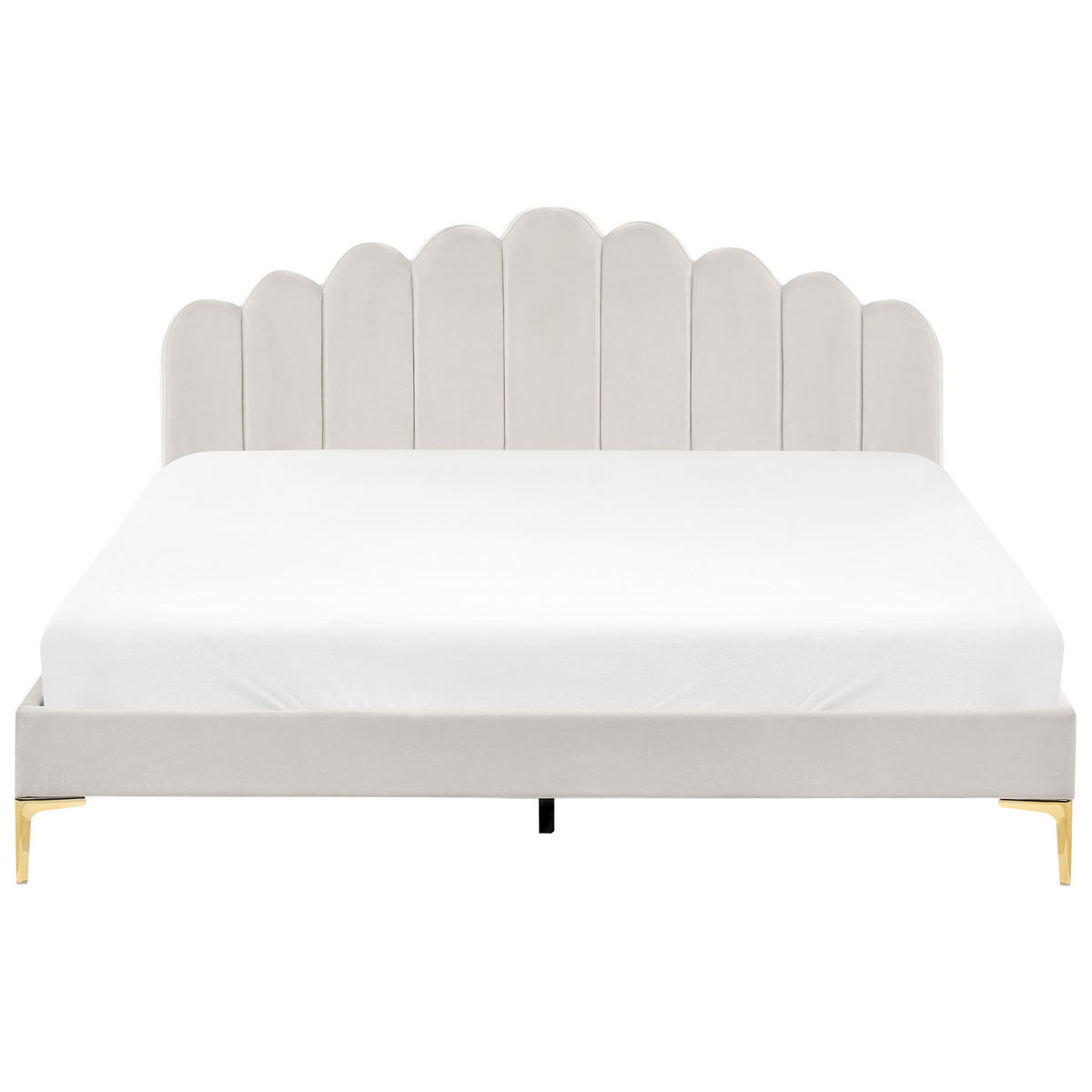 BETT mit Lattenrost 180/200 cm Samtstoff Cremeweiß Sauvian - Creme, Textil (180/200cm) - Beliani