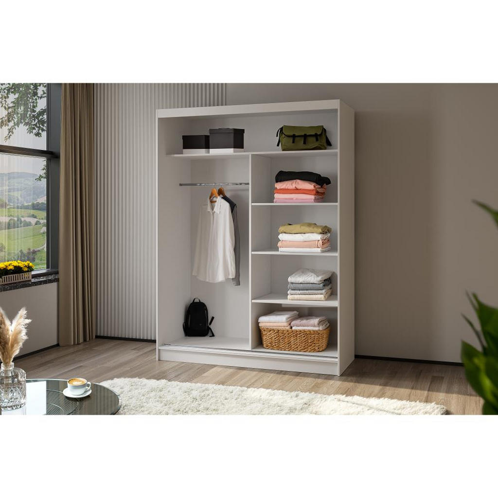 Thumbnail - Beautysofa Schwebetürenschrank, Schwarz, Holzwerkstoff, 6 Fächer, 160x216x61 cm, Schlafzimmer, Kleiderschränke, Schwebet...