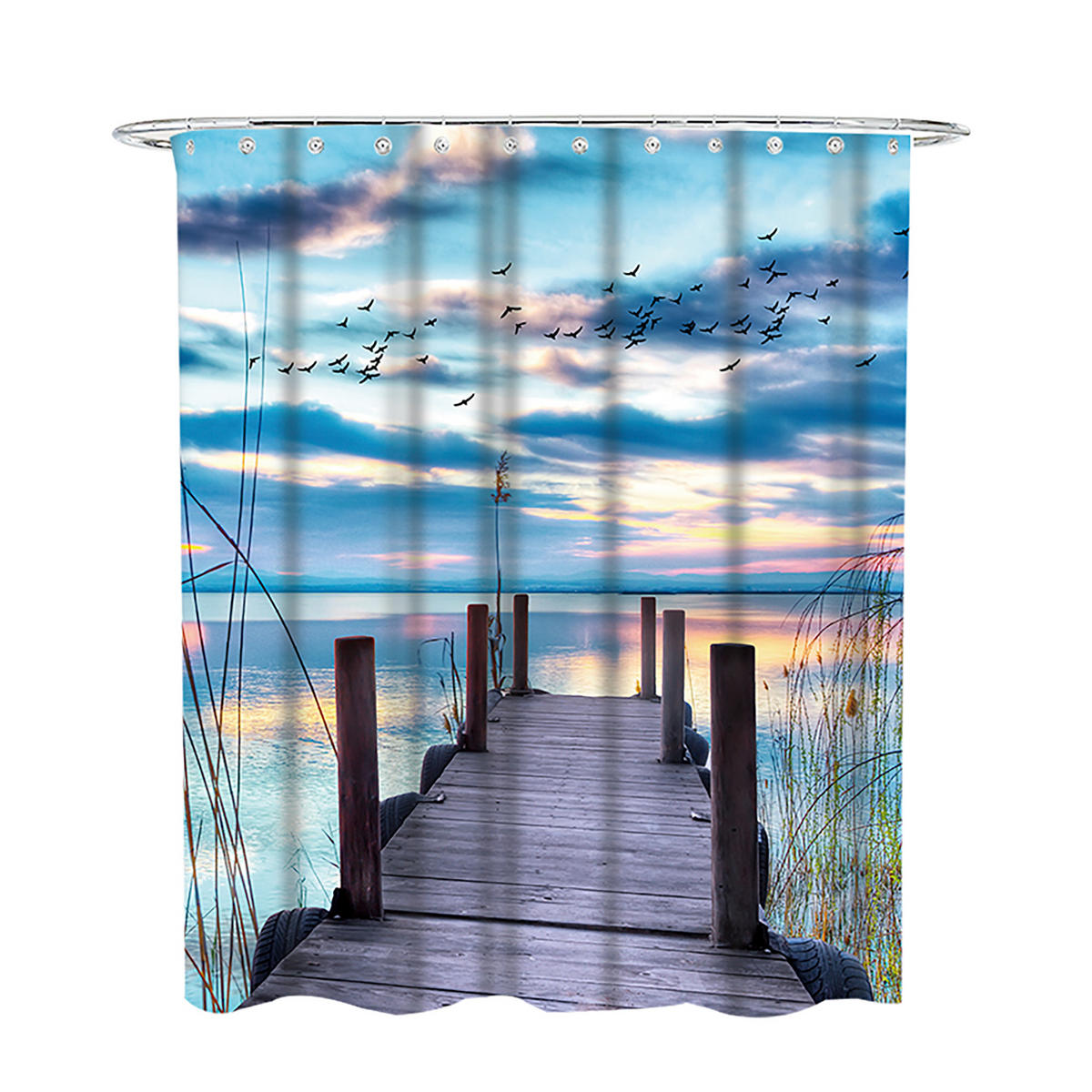 DUSCHVORHANG Sunset 180 x 200 cm - Blau, Textil (180/200cm) - Sanilo