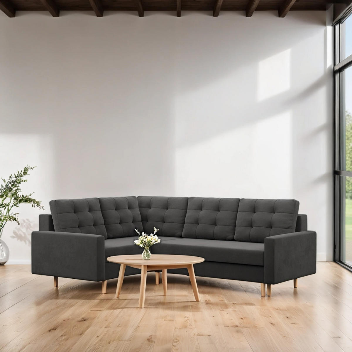 ECKSOFA Blank links grau - Grau, Textil (223/172cm) - SIMKAM Furniture