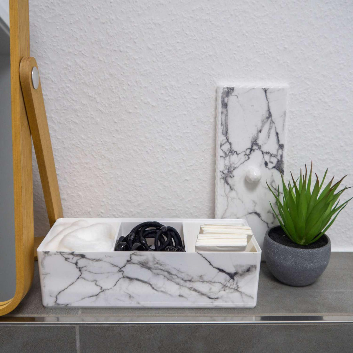 AUFBEWAHRUNGSBOX Badezimmer - Weiß, Kunststoff (9.4/9.5/23.3cm) - Intirilife
