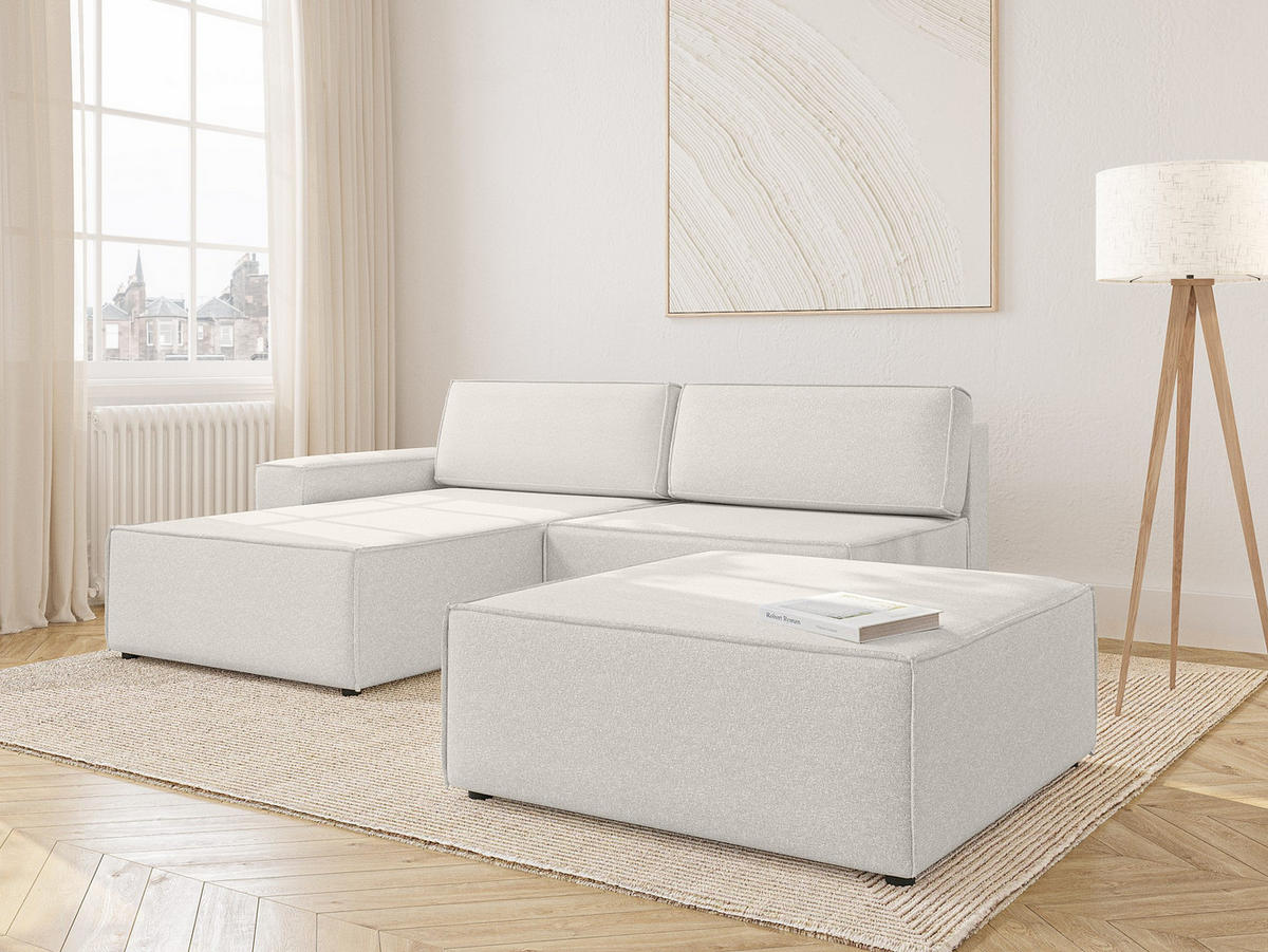 ECKSOFA Lummo Re mit Schlaffunktion, Cremeweiß - Weiß, Textil (323/185cm) - Fedve