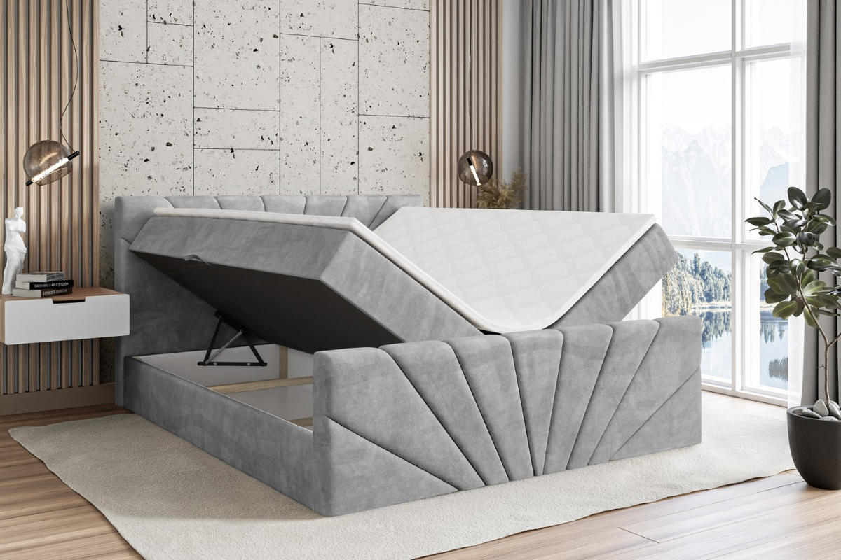 BOXBETT MILTIO-Z - 140x200 cm - H3 - Hellgrau - Hellgrau, Holzwerkstoff (140/200cm) - ALTDECOR