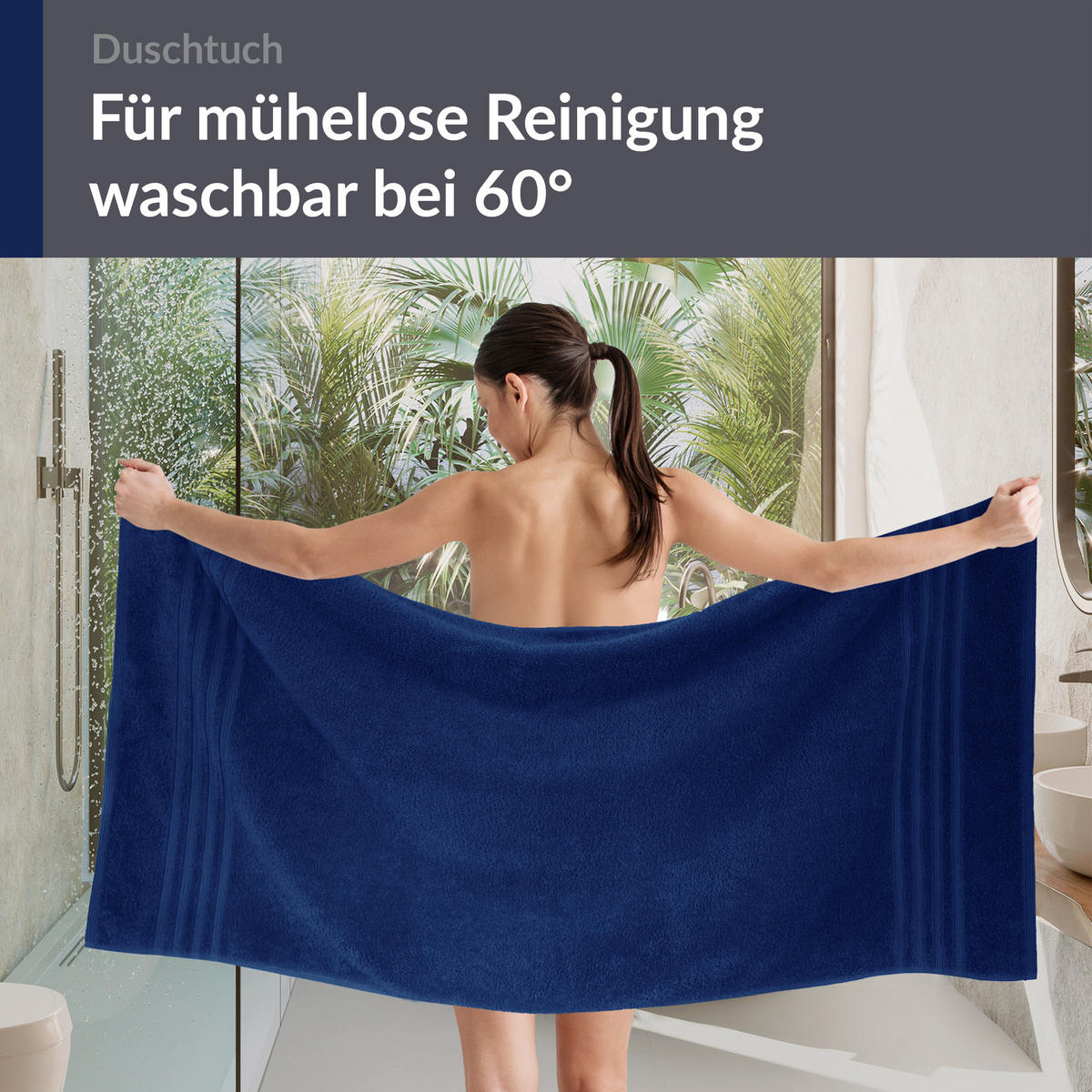 DUSCHTUCH London Marine Blau 2er Set 70x140 - Dunkelblau, Textil (70/140cm) - Lashuma