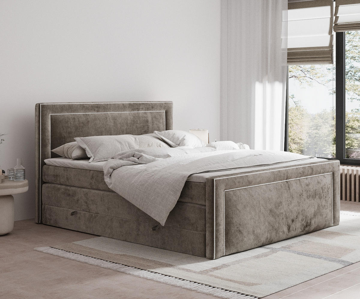 BOXSPRINGBETT Luxora Braun 200/200 cm - Schwarz/Braun, Holz/Holzwerkstoff (200/200cm) - Maison de Reve