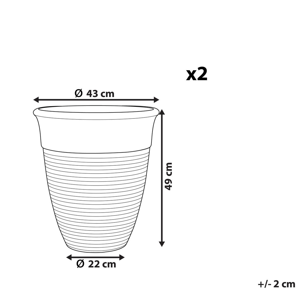 BLUMENTOPF 2er-Set grau rund 43/43/49 cm Katalima - Grau, Stein (49cm) - Beliani