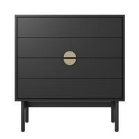 KOMMODE Stoon Schwarz 85,5 cm - Goldfarben/Schwarz, Holzwerkstoff/Metall (85.5/93/38cm) - Selsey