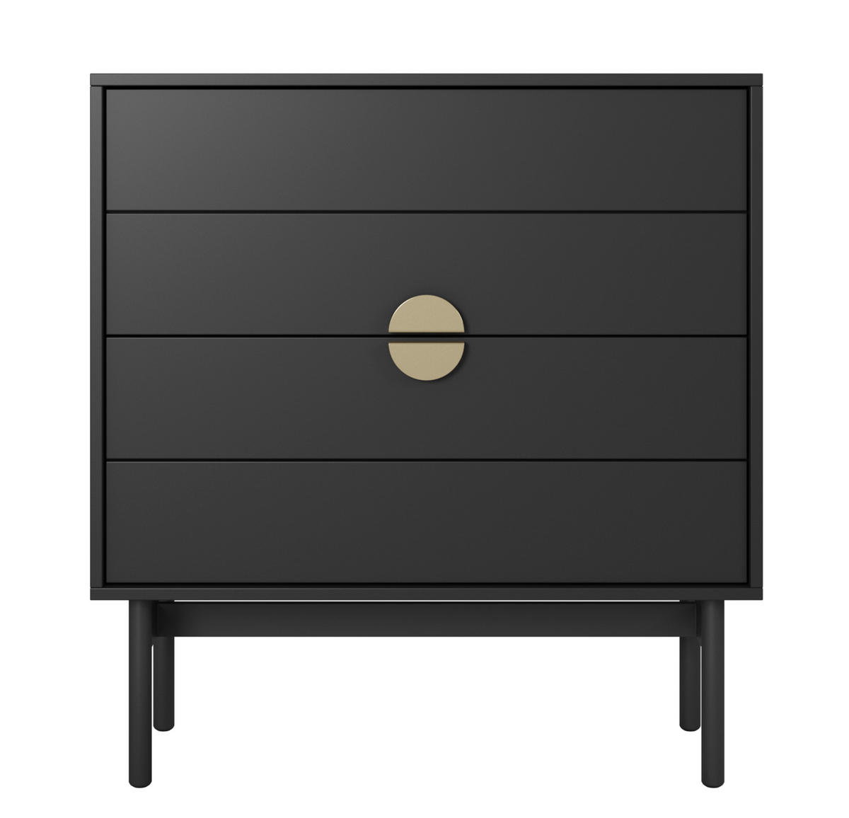 KOMMODE Stoon Schwarz 85,5 cm - Goldfarben/Schwarz, Holzwerkstoff/Metall (85.5/93/38cm) - Selsey