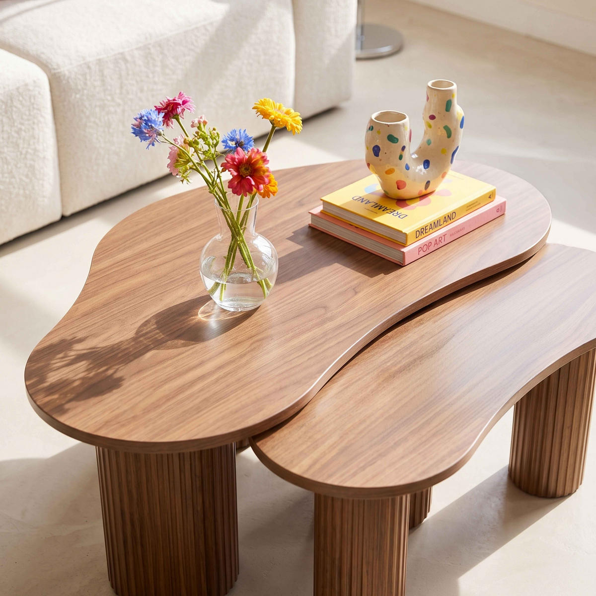 COUCHTISCH, dunkles Holz - Beige/Braun, Holz (60/100/38cm) - Oviala