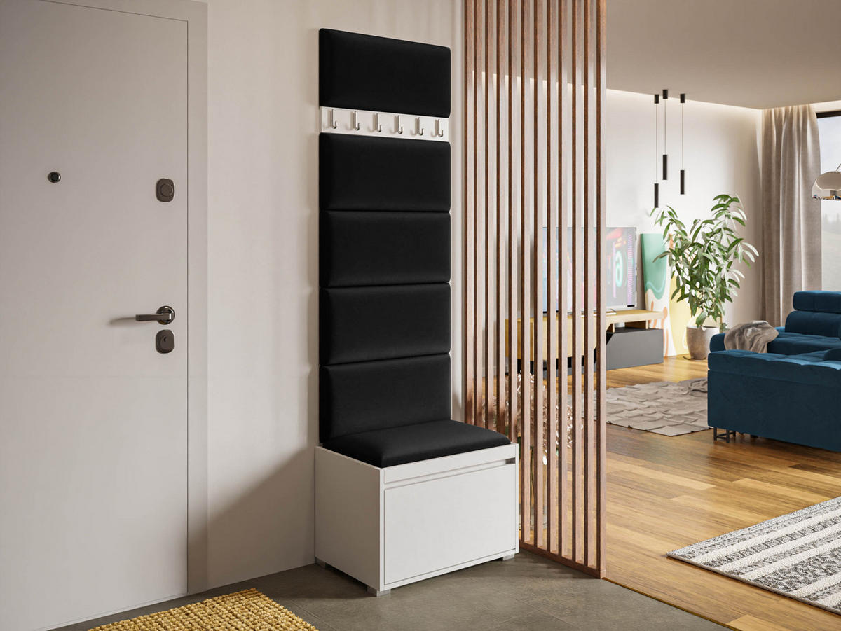 GARDEROBEN-SET Grawis 60 IV - Silberfarben/Schwarz, Holzwerkstoff/Kunststoff (64.5/45/34cm) - MIRJAN24