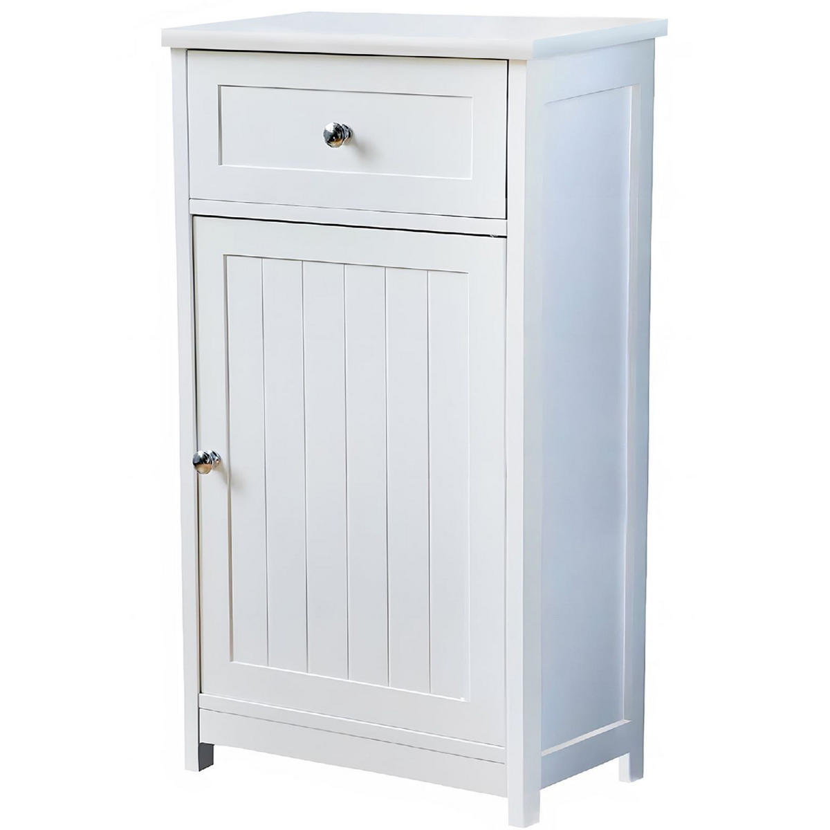 BADZIMMERSCHRANK Weiß 42 x 34 x 76 cm mit Schublade und Tür - Weiß, Holzwerkstoff/Metall (42/76/34cm) - Begryf