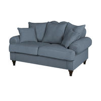 SOFA blau Landhaus, Couch 2-Sitzer 170 cm - Blau, Holz/Textil (170/95/100cm) - Furn.Design