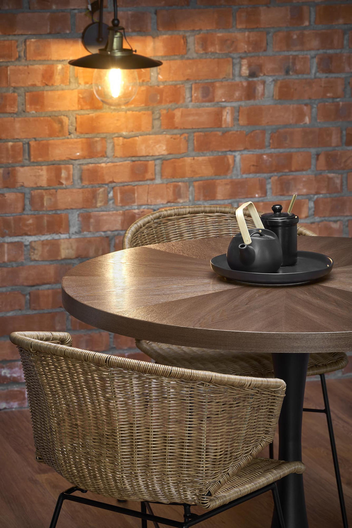 ESSTISCH Rund HAW-333 Walnuss Wenge Schwarz Echtholzfurnier 100/75 cm - Walnussfarben, Holz (100/100/75cm) - designimpex