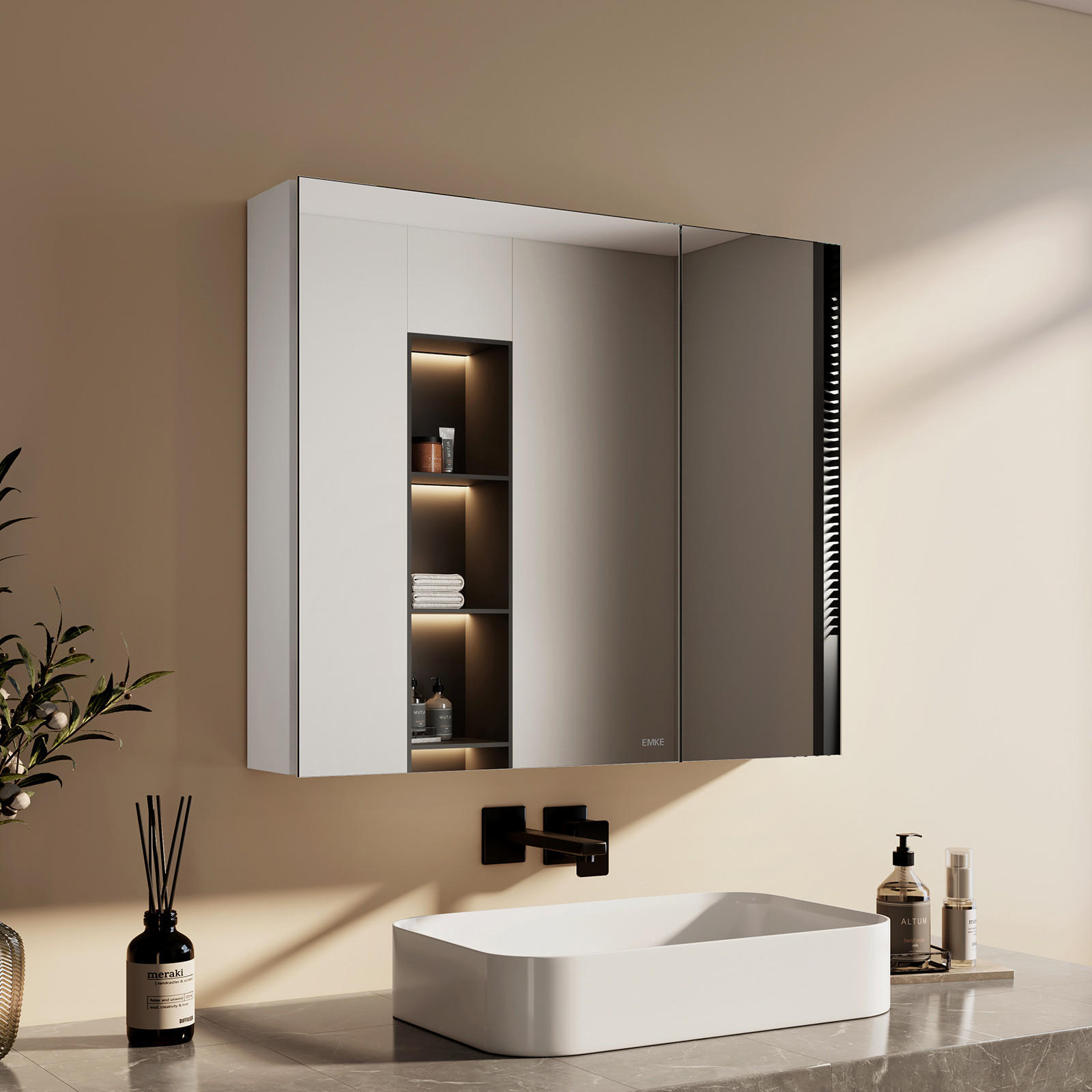 SPIEGELSCHRANK Weiß 65/60/14,5 cm - Weiß, Metall (60/65/65cm) - EMKE