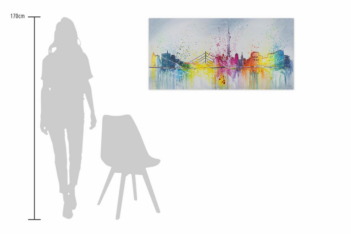 OLEJOMAĽBA 120/60 cm, Mesto a architektúra - sivá, drevo/textil (120/60cm) - KUNSTLOFT