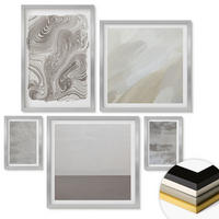 WANDBILDER 5er Set - 50x50 cm & 20x30 cm & 40x60 cm Silberner Rahmen - Industriedesignstrukturen - Silberfarben, Kunststoff (40/60cm) - ArtPrintCave