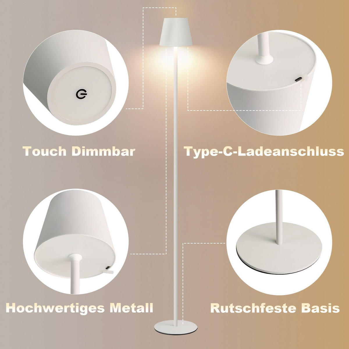 LED-STEHLAMPE Yamauchi 125/11/7.5cm - Weiß, Metall (125/11/7.5cm) - Nettlife