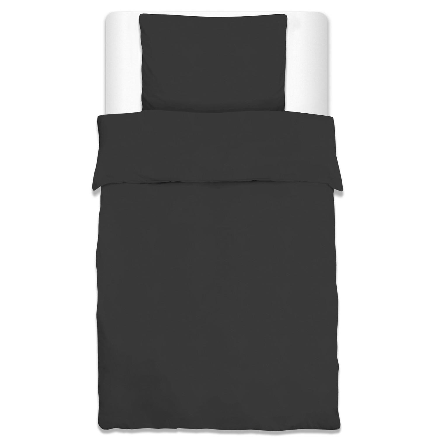 BETTWÄSCHE Julie 155/220 cm + Kissenbezug 80/80 cm Schwarz Renforcé - Schwarz, Textil (155/220cm)