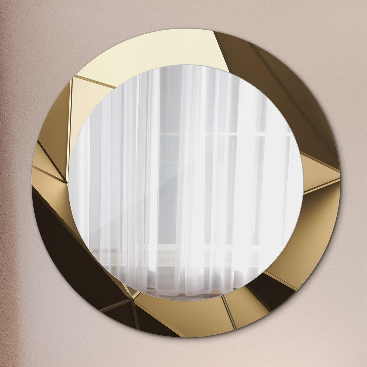 SPIEGEL Ø60 cm Rund mit Aufdruck - Beige, Glas (60/60/0.4cm) - TULUP
