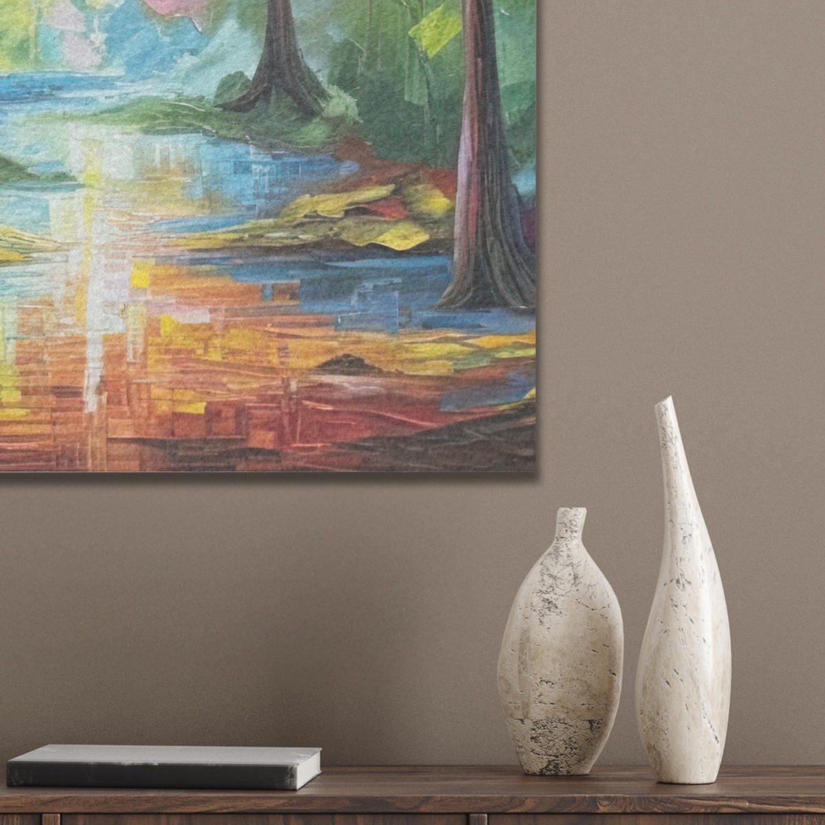 AKUSTIKBILD Landschaft - Wald - Farben - Natur Kunstdruck Schlafzimmer 50x70 cm - Multicolor, Kunststoff (50/70/0.9cm) - MuchoWow