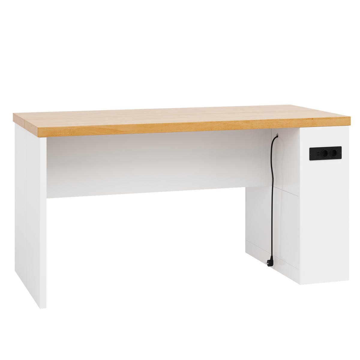 KÜCHENINSEL 90 cm MDF Weiß mit Arbeitsplatte und LED-Beleuchtung - Weiß, Holzwerkstoff (80/90/155cm) - Korfee