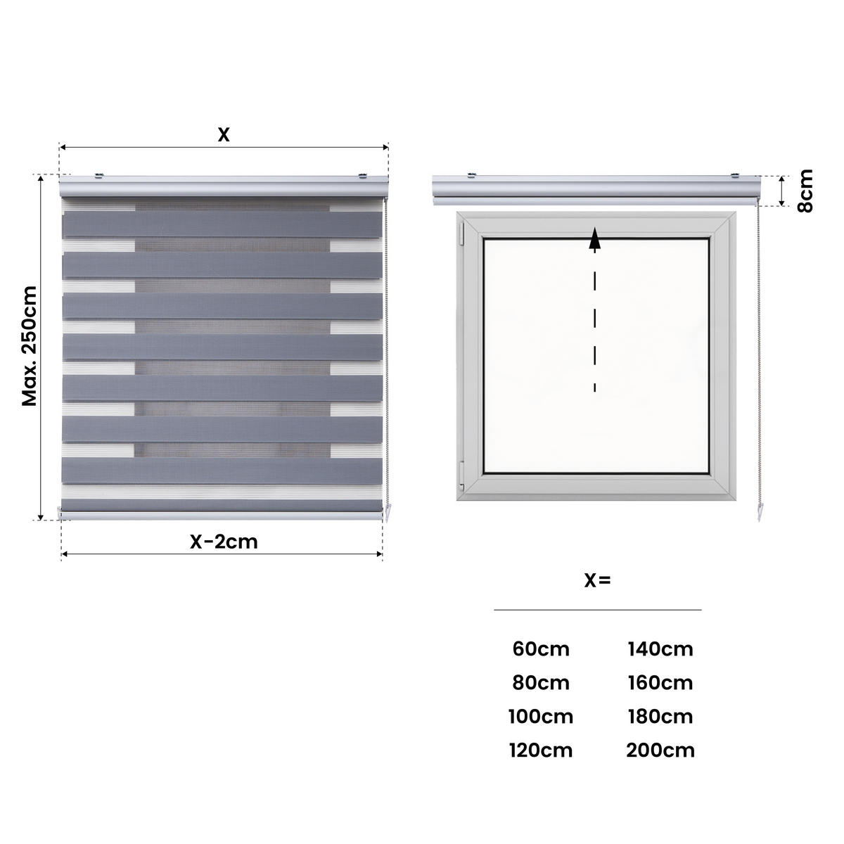DOPPELROLLO Silber 140x250 cm - Silberfarben, Kunststoff (140/250cm) - STORESDECO