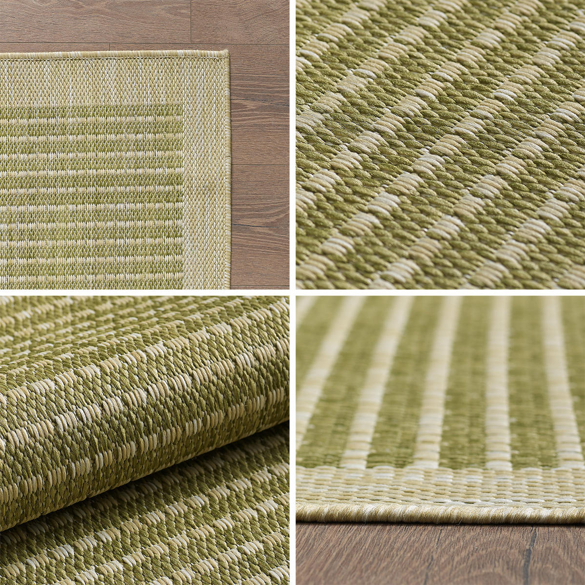 TEPPICH Outdoor Flachgewebe Uni-Farbe Polypropylen Balkon Grün Rechteckig 120x170 - Grün, Textil (120/170cm) - KADIMA DESIGN