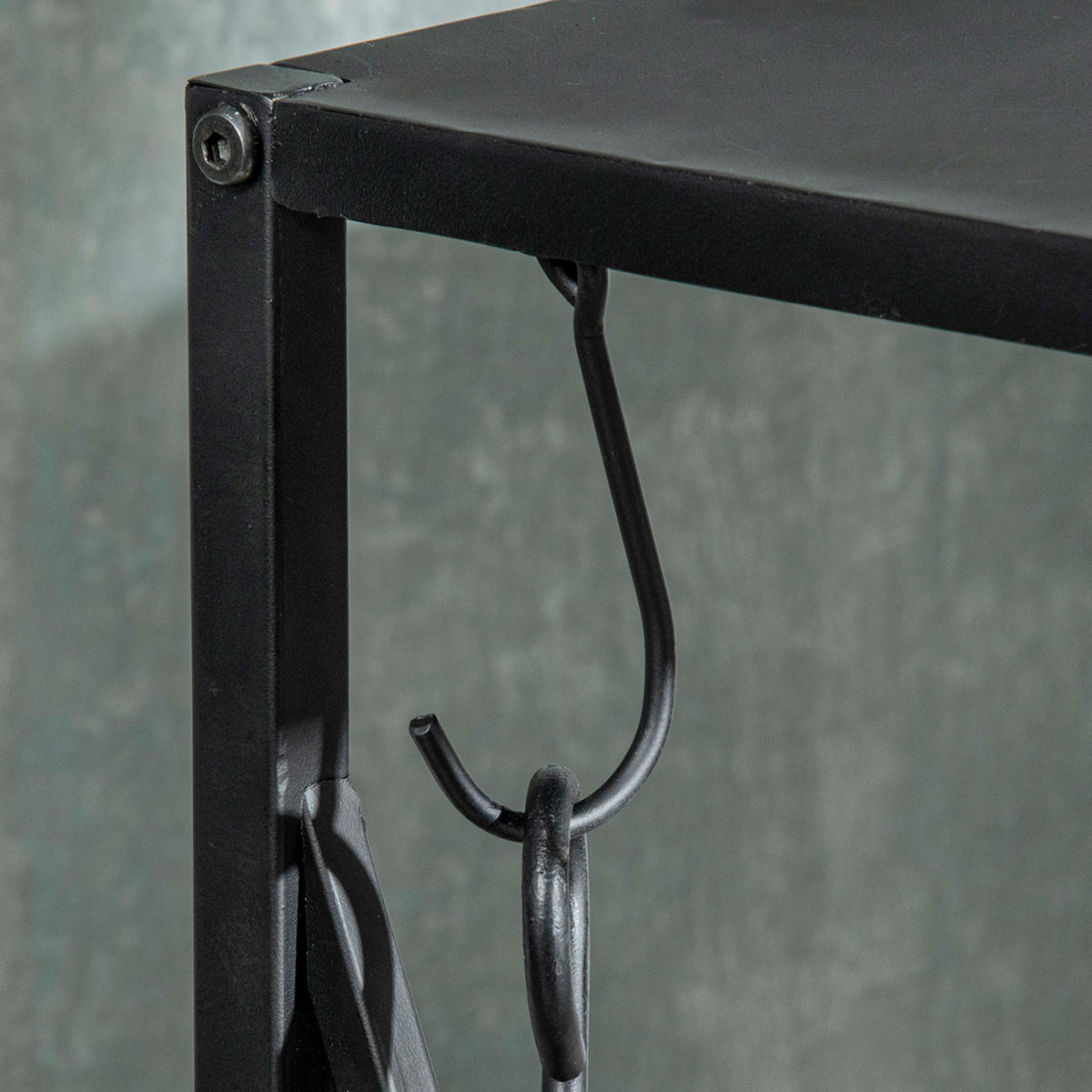 KAMINHOLZREGAL DE-18347 2-in-1 mit Zubehörset, Säulen-Design Schwarz - Schwarz, Metall (34/111/34cm) - ComfortXL