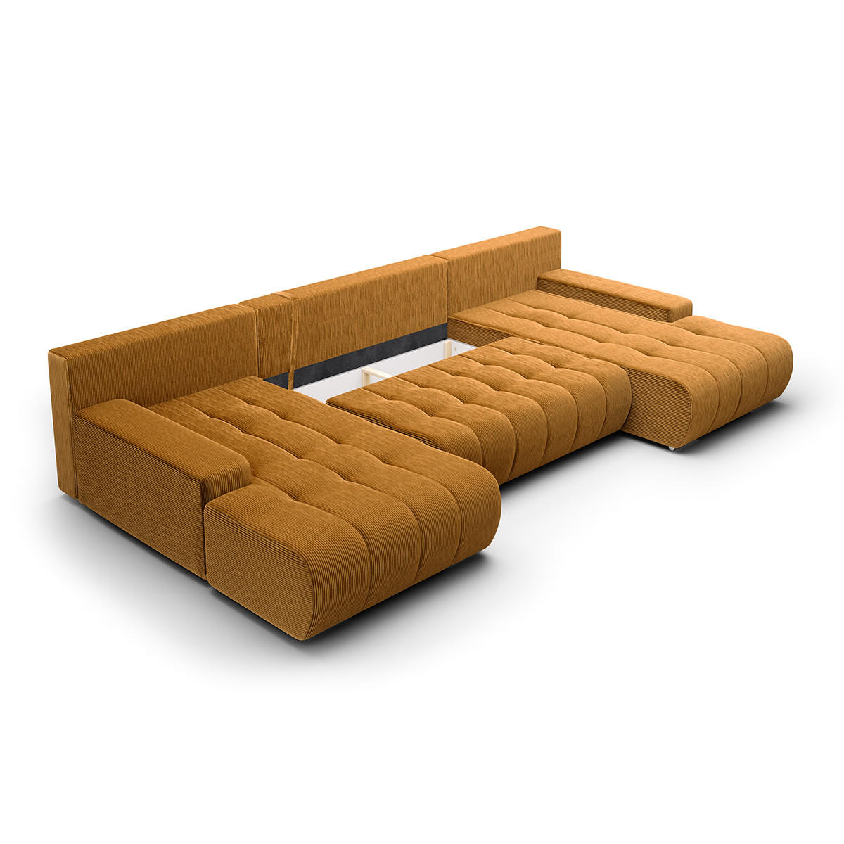 PANORAMASOFA Jonas 5 Sitzplätze Gelb - Gelb, Holz (350/85/185cm) - Petits-meubles