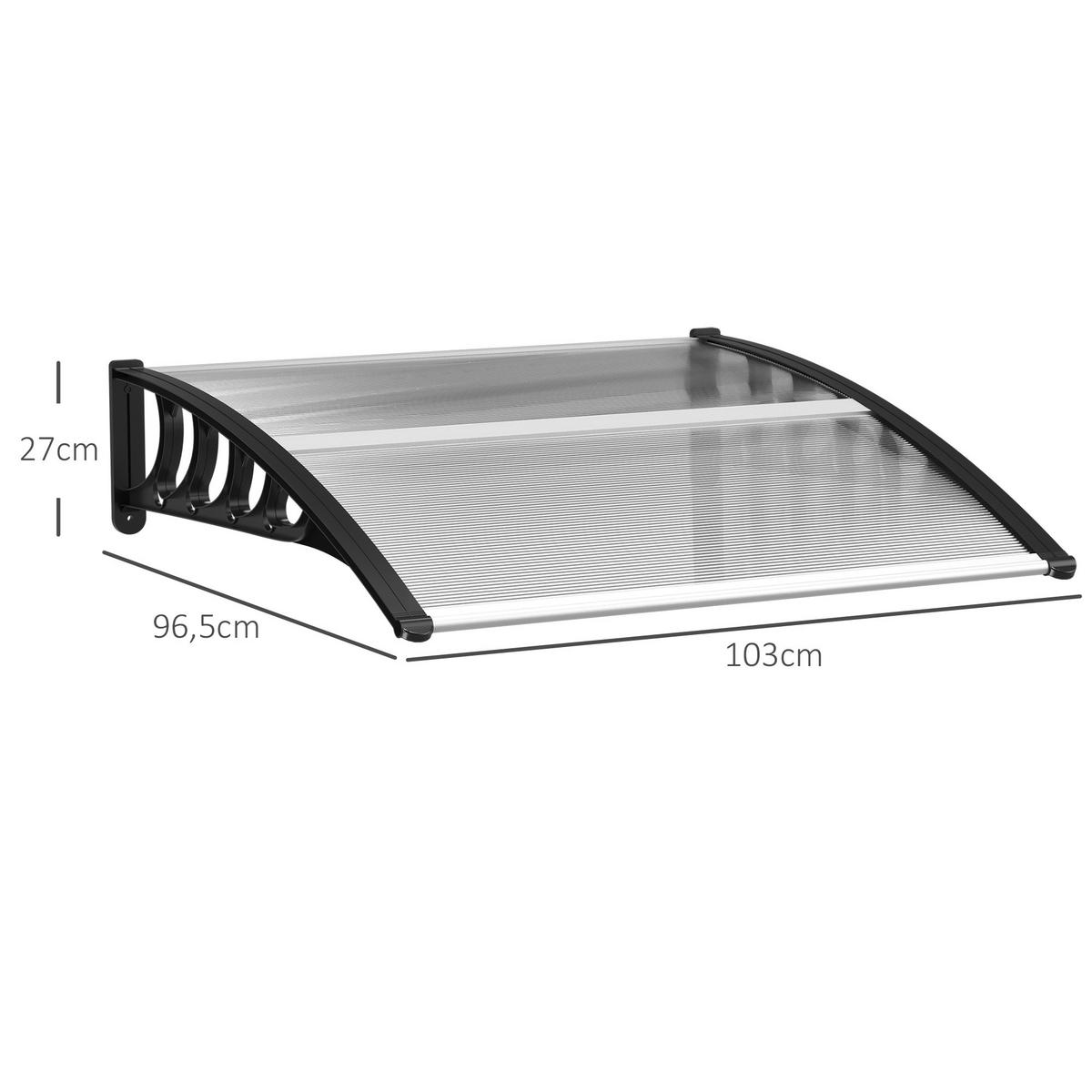 PULTVORDACH, Vordach, Alu, Schwarz - Schwarz, Kunststoff (96.5/27/103cm) - Outsunny
