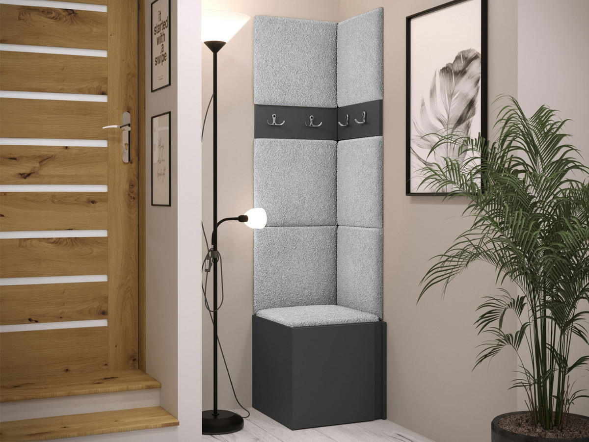 GARDEROBEN-SET Orion XXI - Hellgrau/Graphitfarben, Holzwerkstoff/Kunststoff (42/186/46cm) - MIRJAN24