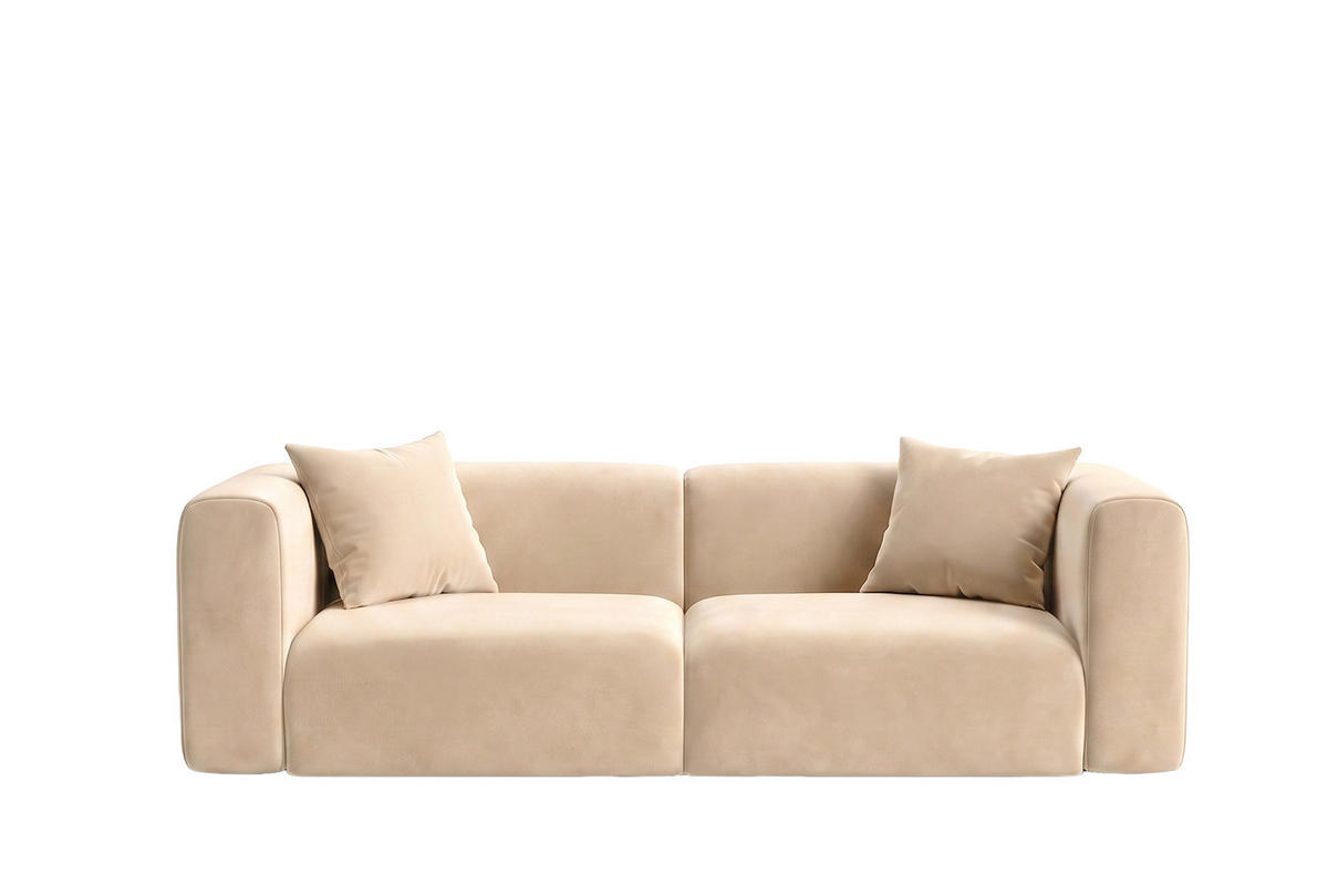 SOFA 2-Sitzer, Velvet-Stoff Bluvel, Creme, GRETA - Creme, Holz (228/70/89cm) - Kaiser Möbel